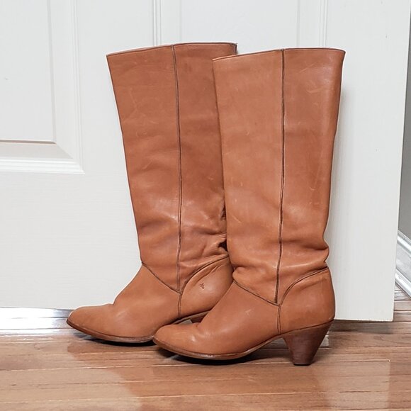 Frye Vintage Brownstone Susie Fold-over Slouchy Heeled Boots Womens - Picture 10 of 11